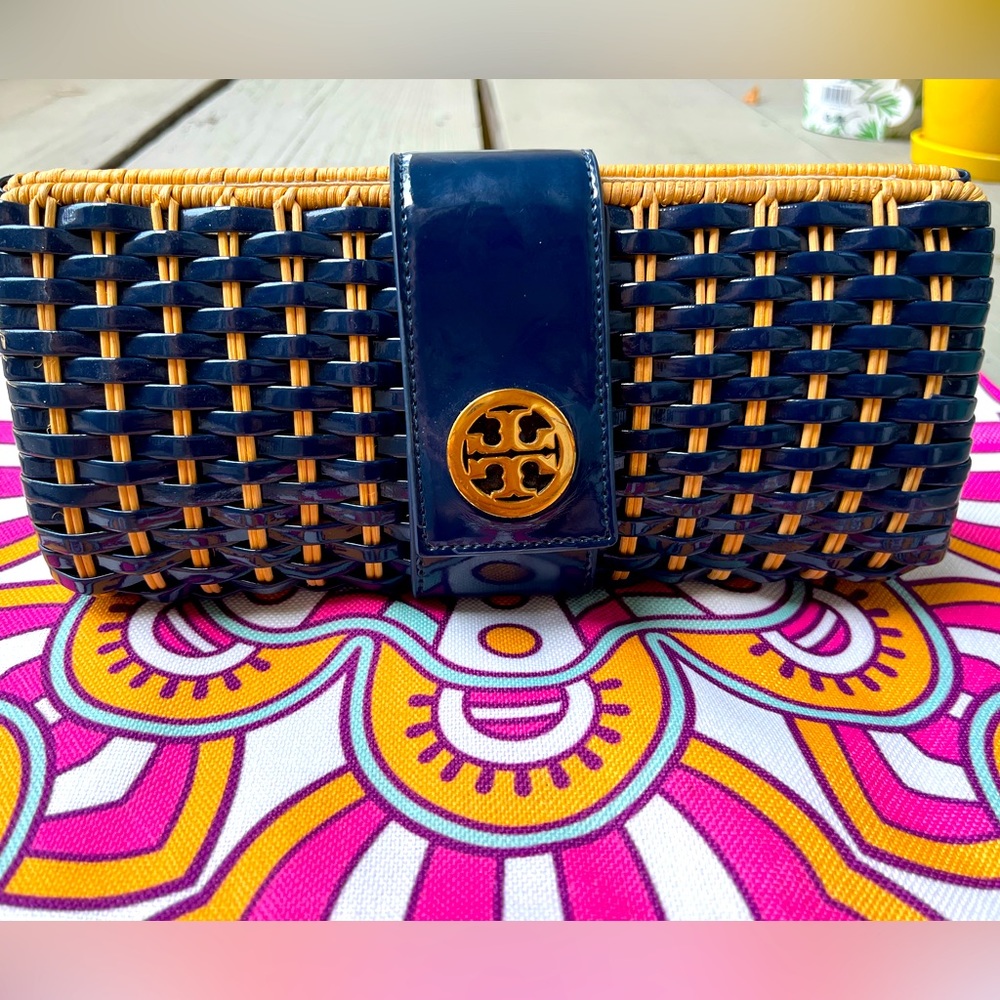 Tory Burch Blue Beige Clutch